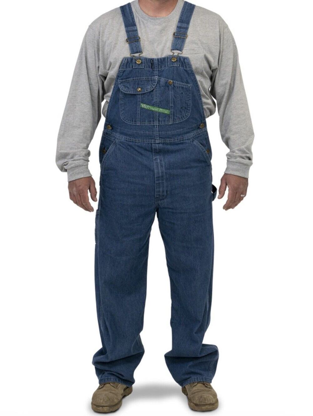 Key Imperial Men’s 46 x 30 Blue Carpenter Farm Denim Bib Overalls Zipper Fly NWT